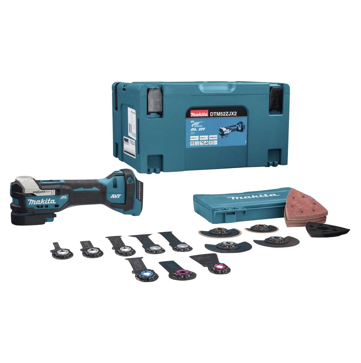 Makita DTM 52 ZJX2 Akku Multifunktionswerkzeug 18 V Starlock Max Brushless + 43 tlg. Zubehörset + Makpac-0