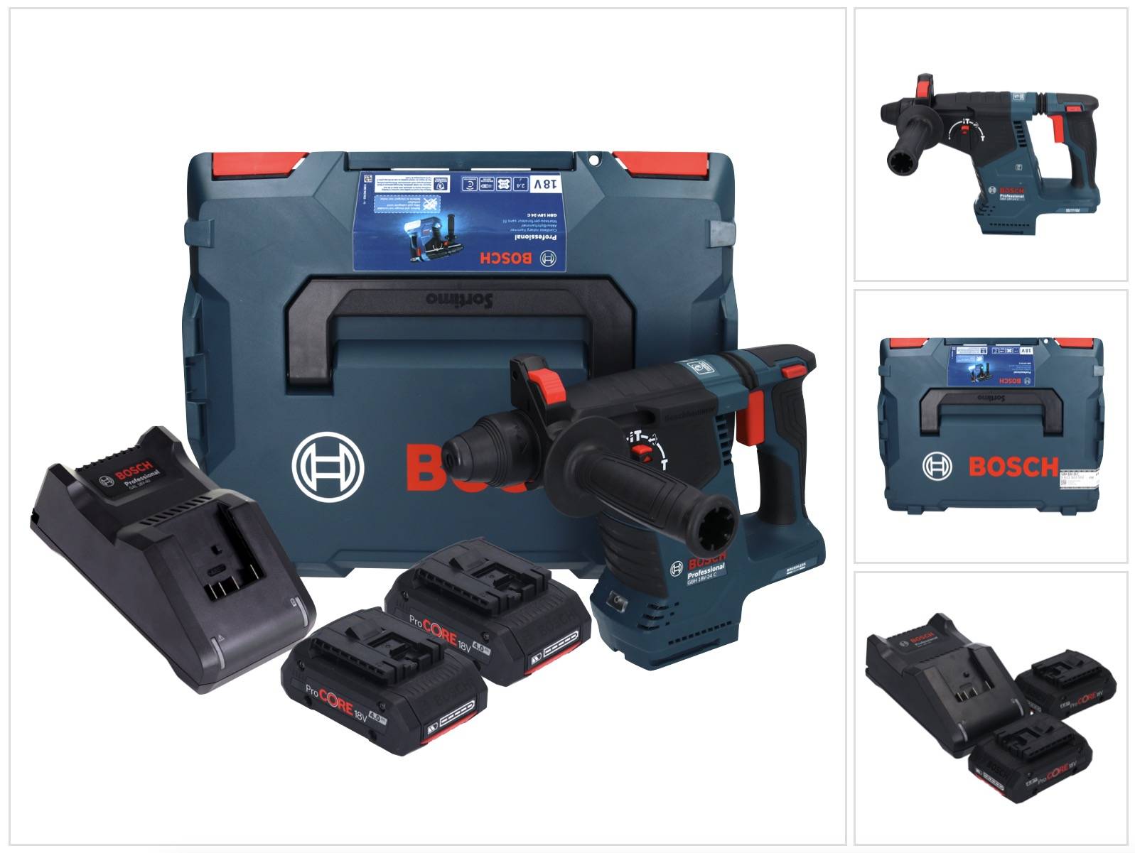 Bosch GBH 18V-24 C Professional Akku Bohrhammer 18 V 2,4 J Brushless SDS plus + 2x ProCORE Akku 4,0 Ah-0