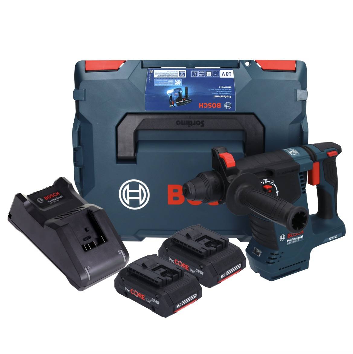 Bosch GBH 18V-24 C Professional Akku Bohrhammer 18 V 2,4 J Brushless SDS plus + 2x ProCORE Akku 4,0 Ah-1