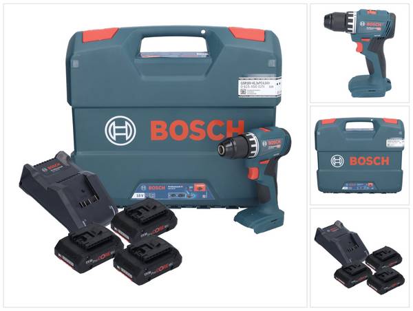 Bosch GSR 18V-45 Professional Akku Bohrschrauber 18 V 45 Nm Brushless ( 0615A5002N ) + 3x ProCORE Akku 4,0