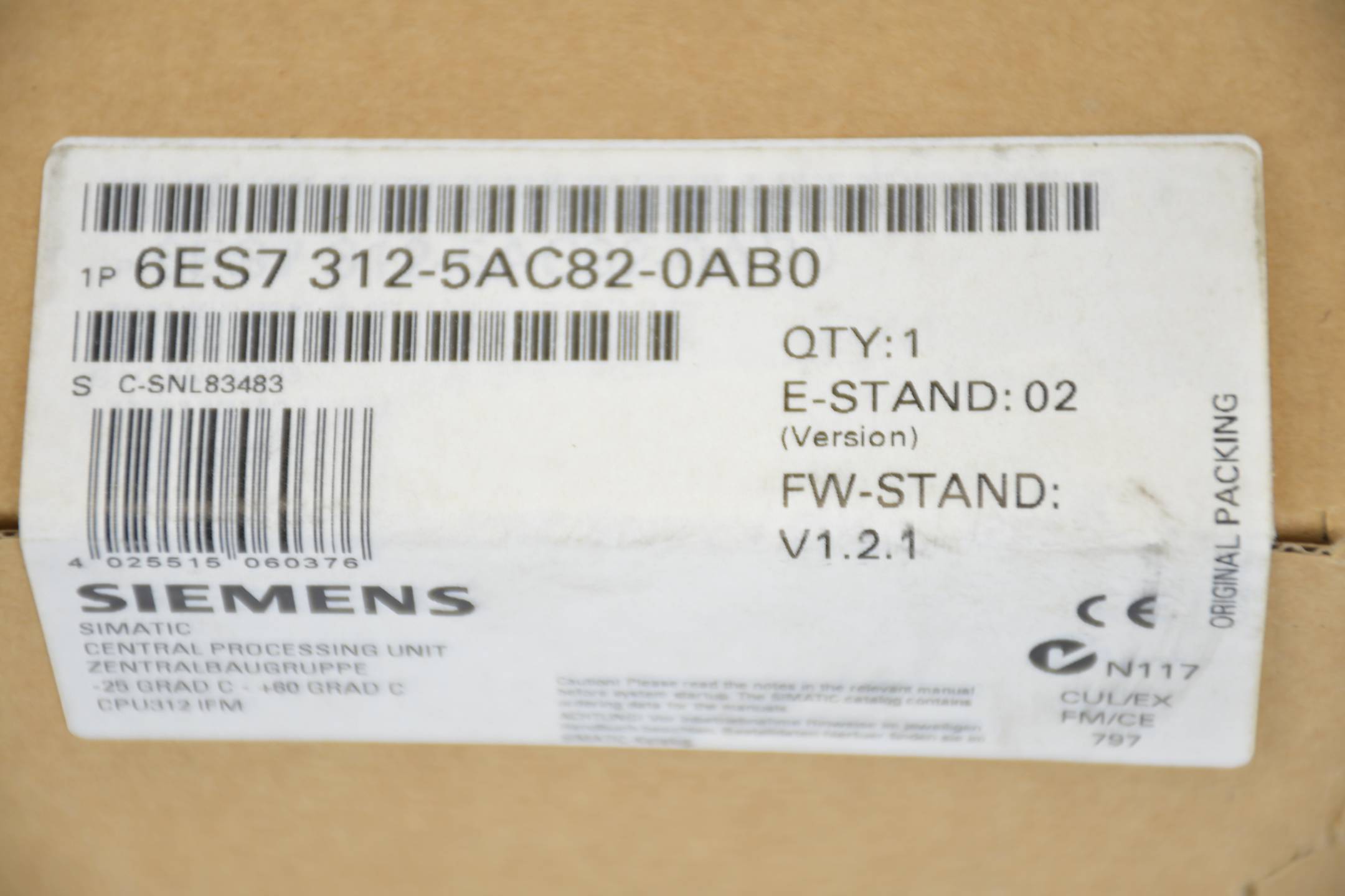 Siemens simatic S7-300 CPU 312 IFM 6ES7 312-5AC82-0AB0 ( 6ES7312-5AC82-0AB0 ) E2-1
