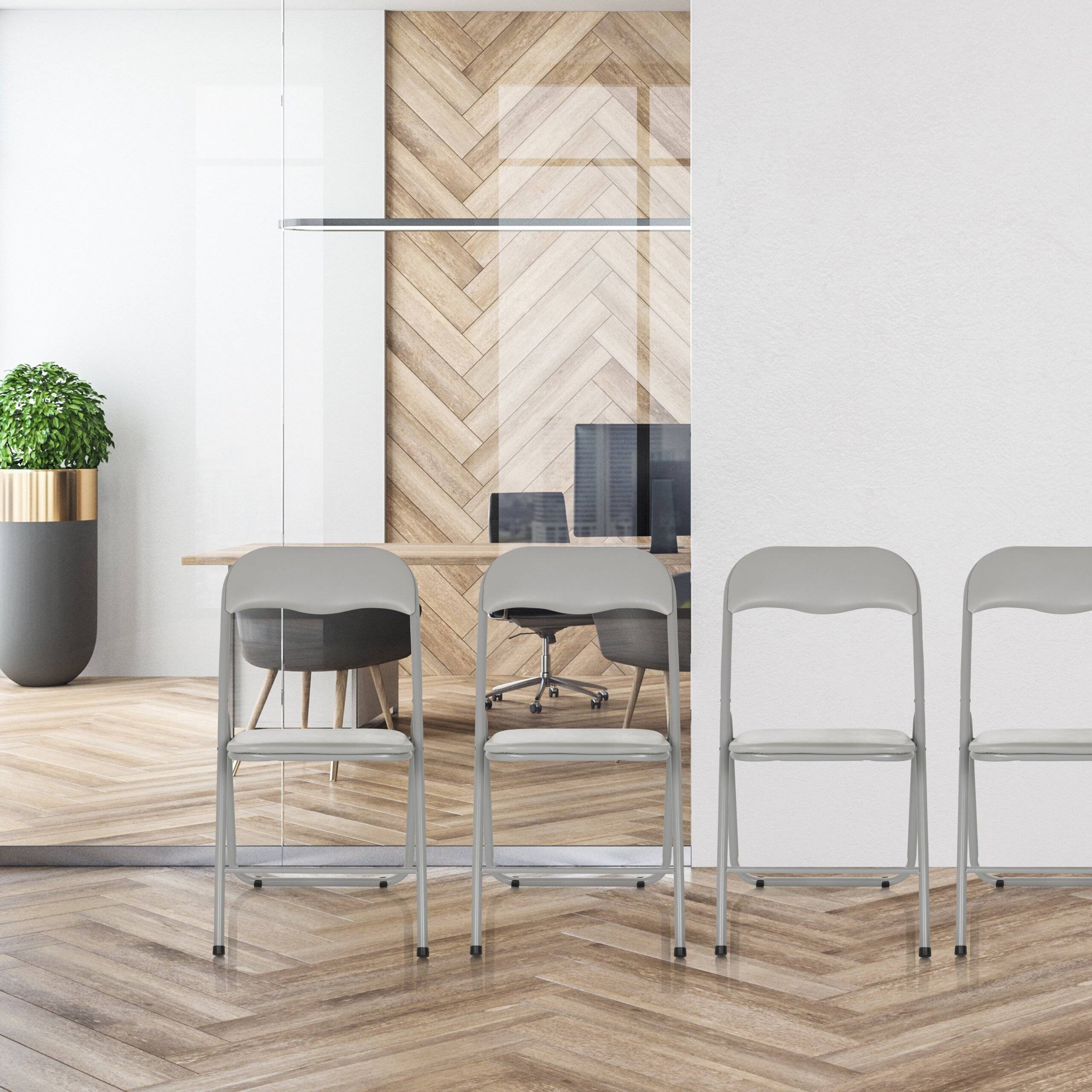 Konferenzstuhl Besucherstuhl Klappstuhl TUDELA BASIC PVC grau hjh OFFICE-3