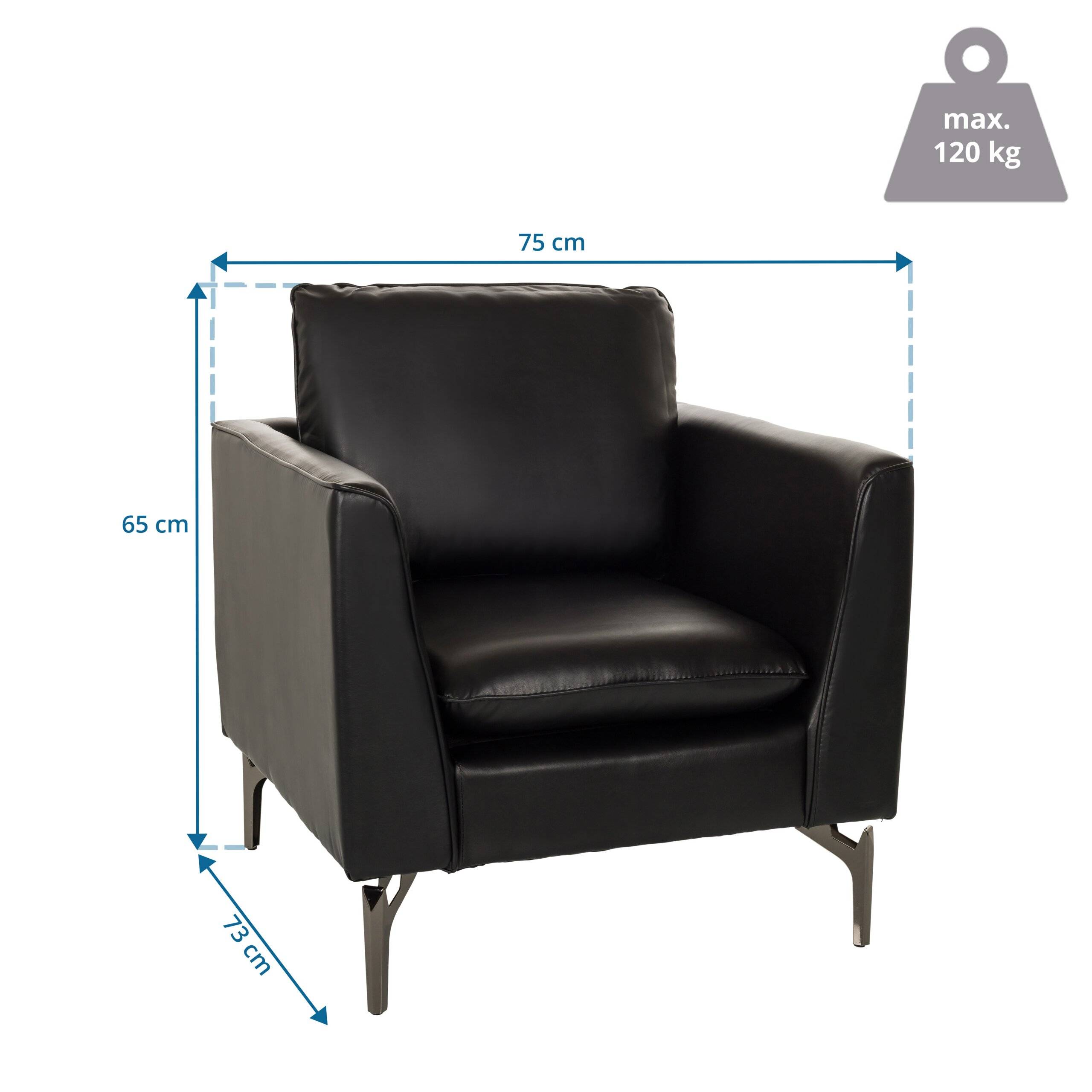 Loungsessel Einsitzer Sofa BAVERO PU schwarz hjh OFFICE-1