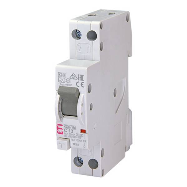 ETI 002175223 - FI-LS-Schutzschalter KZS-1M 1p+N A C13/0.03 6kA (Auslösecharakteristik C | 230 V | 13 A | 50 Hz | 1-pol