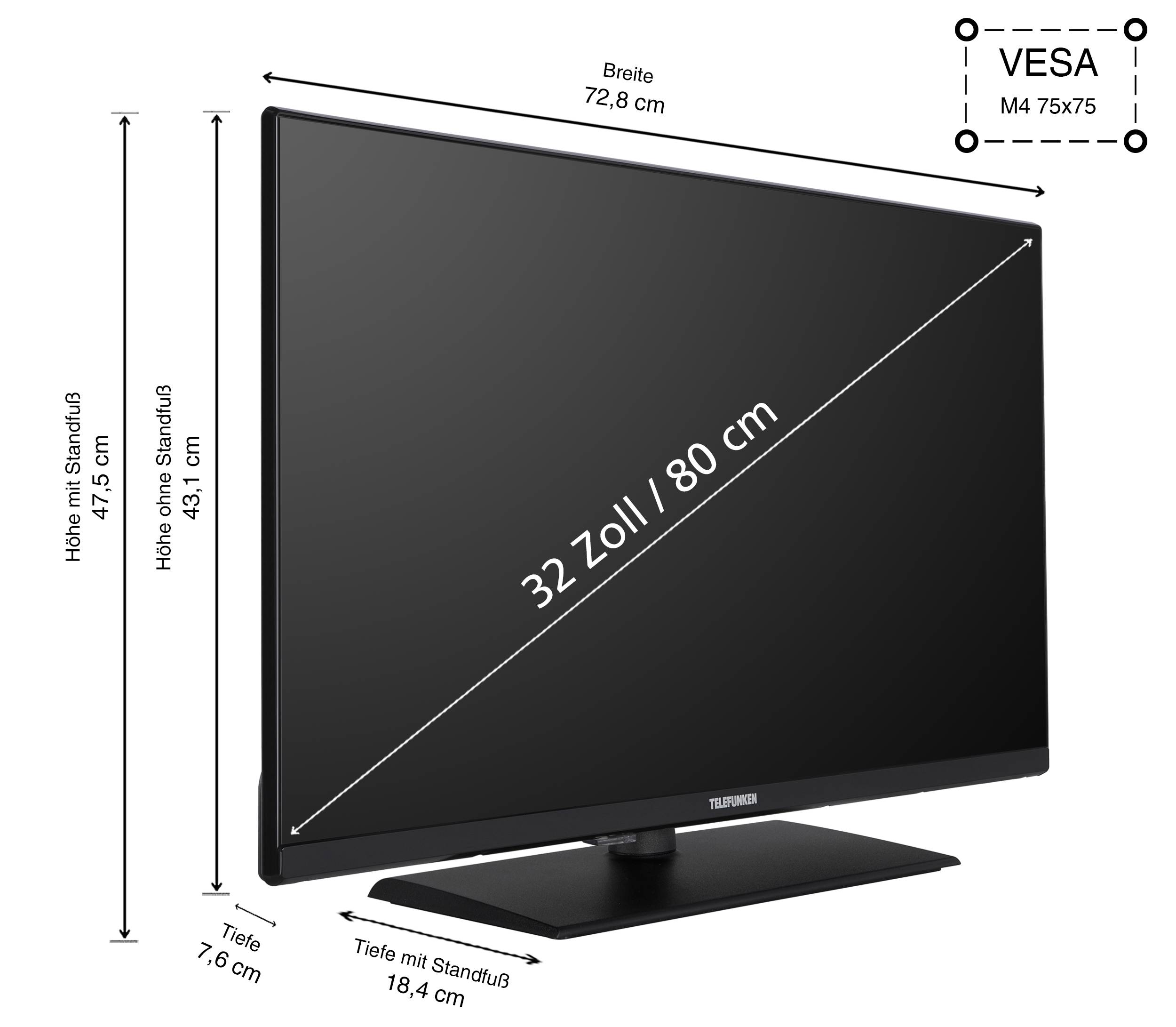 Telefunken XF32N750M Fernseher 32 Zoll Full HD Auflösung, LED TV mit Triple-Tuner, schwarz (2026)-1