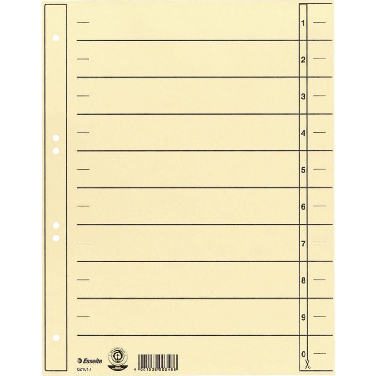 Esselte 621017 Trennblatt Karton - A4 Überbreite - Chamois - 100 Stück