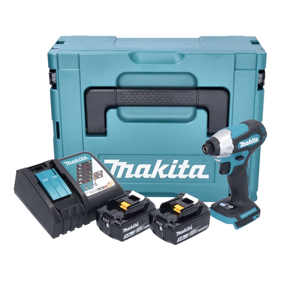 Makita DTD 157 RFJ Akku Schlagschrauber 18 V 140 Nm 1/4" Brushless + 2x Akku 3,0 Ah + Ladegerät + Makpac-1