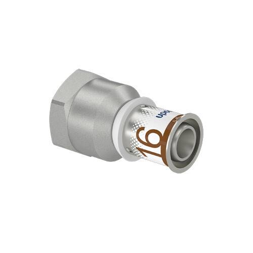 Uponor Übergangsmuffe S-Press PLUS aus Messing, verzinnt 16mmx1/2 IG