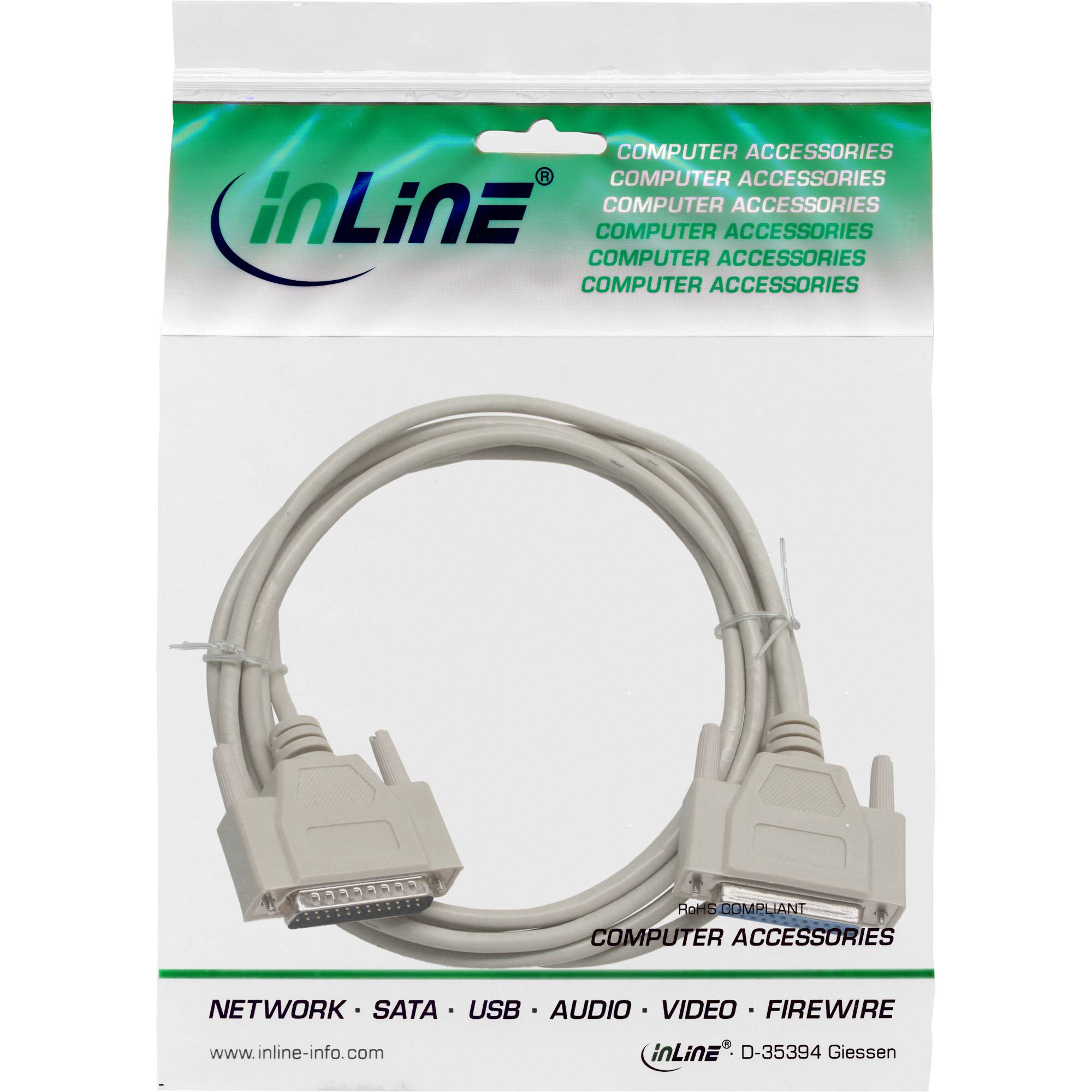 InLine® Serielle Verlängerung, 25pol Stecker / Buchse, vergossen, 1:1, 5m-1