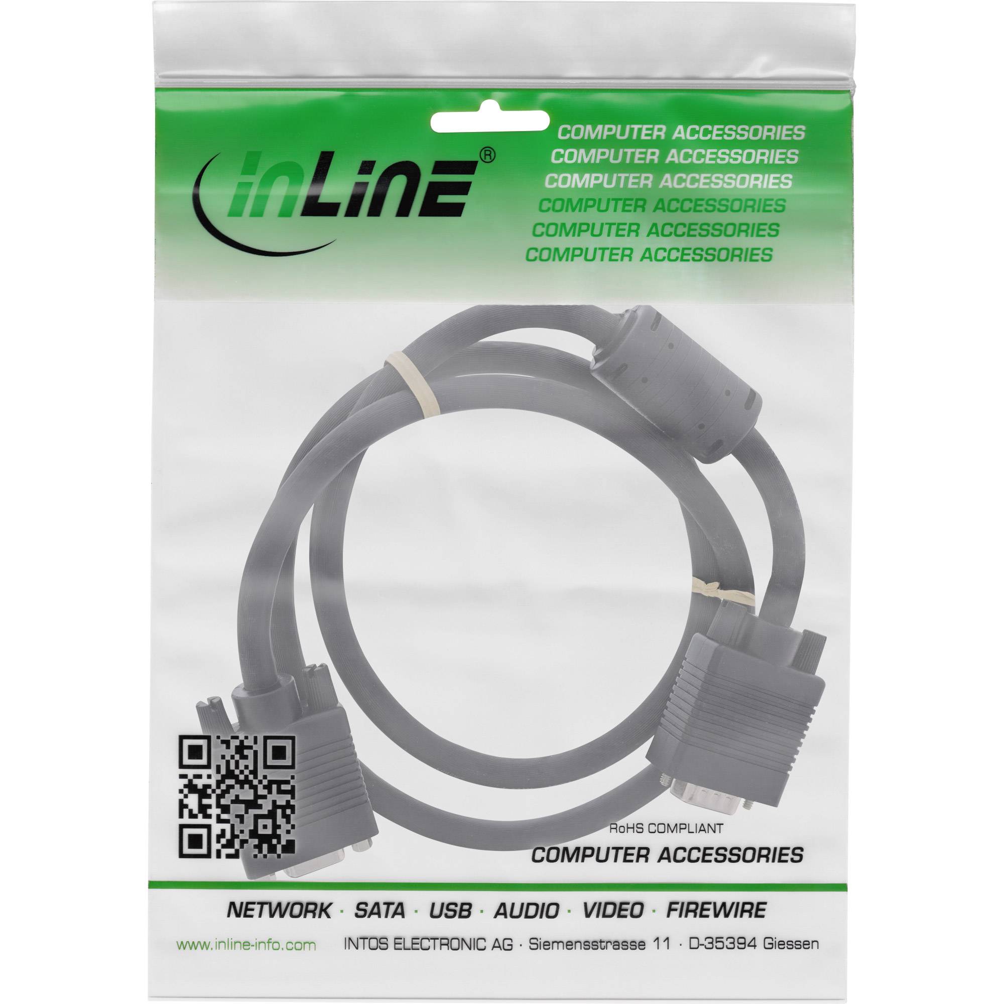 InLine® S-VGA Verlängerung, 15pol HD Stecker / Buchse, schwarz, 1m-1