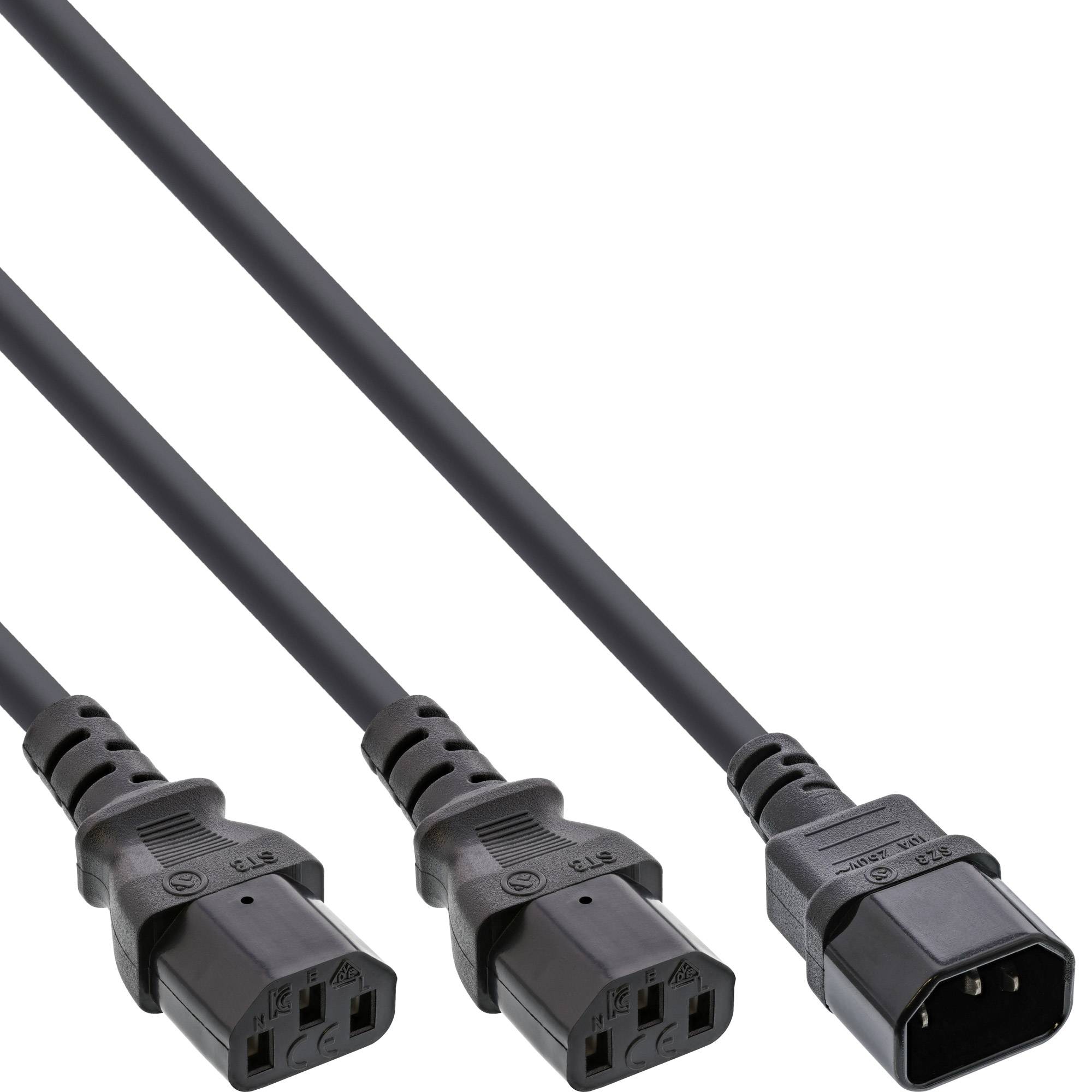 InLine® Netz-Y-Kabel, Kaltgeräte, 1x IEC-C14 auf 2x IEC-C13, 1,8m-0