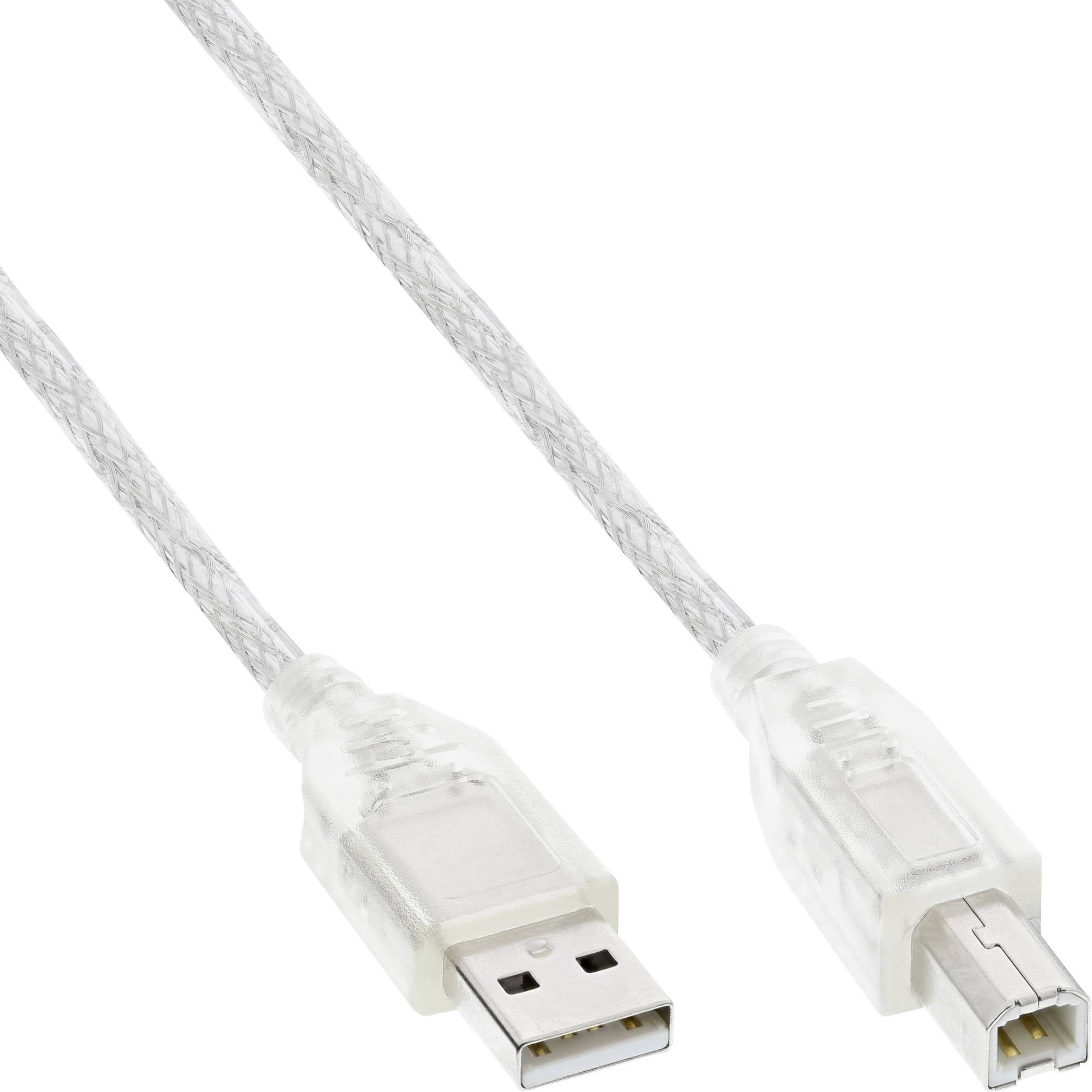 InLine® USB 2.0 Kabel, A an B, transparent, 0,3m-0