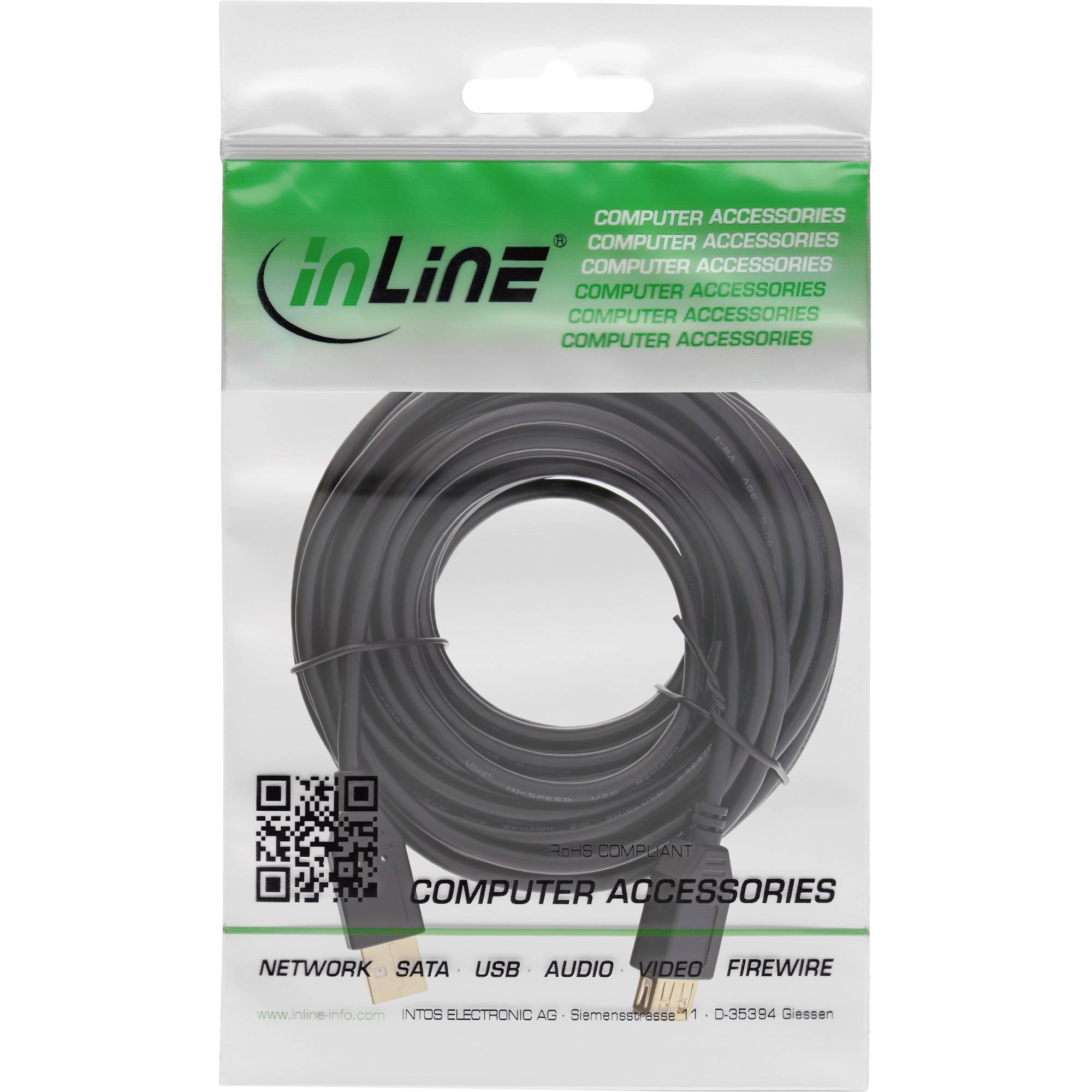 InLine® USB 2.0 Verlängerungskabel Typ A, schwarz, vergoldete Kontakte, 5m-1