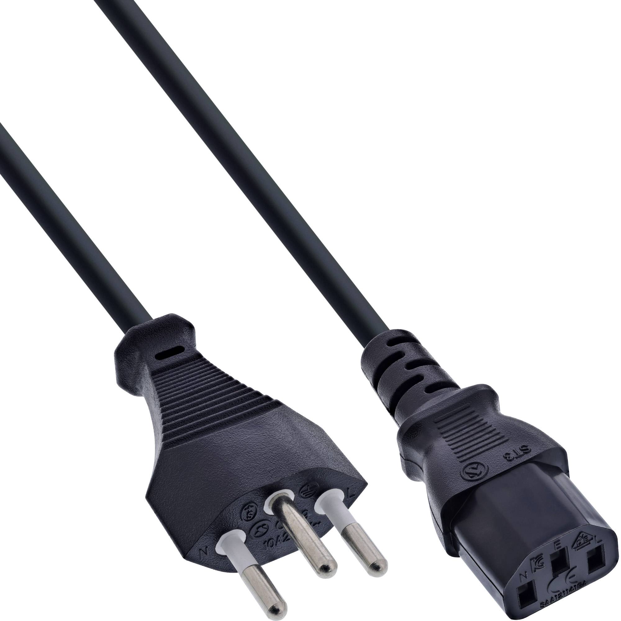InLine® Netzkabel, Netzstecker Schweiz SEV 1011 auf IEC-C13, schwarz, 1,8 m-0