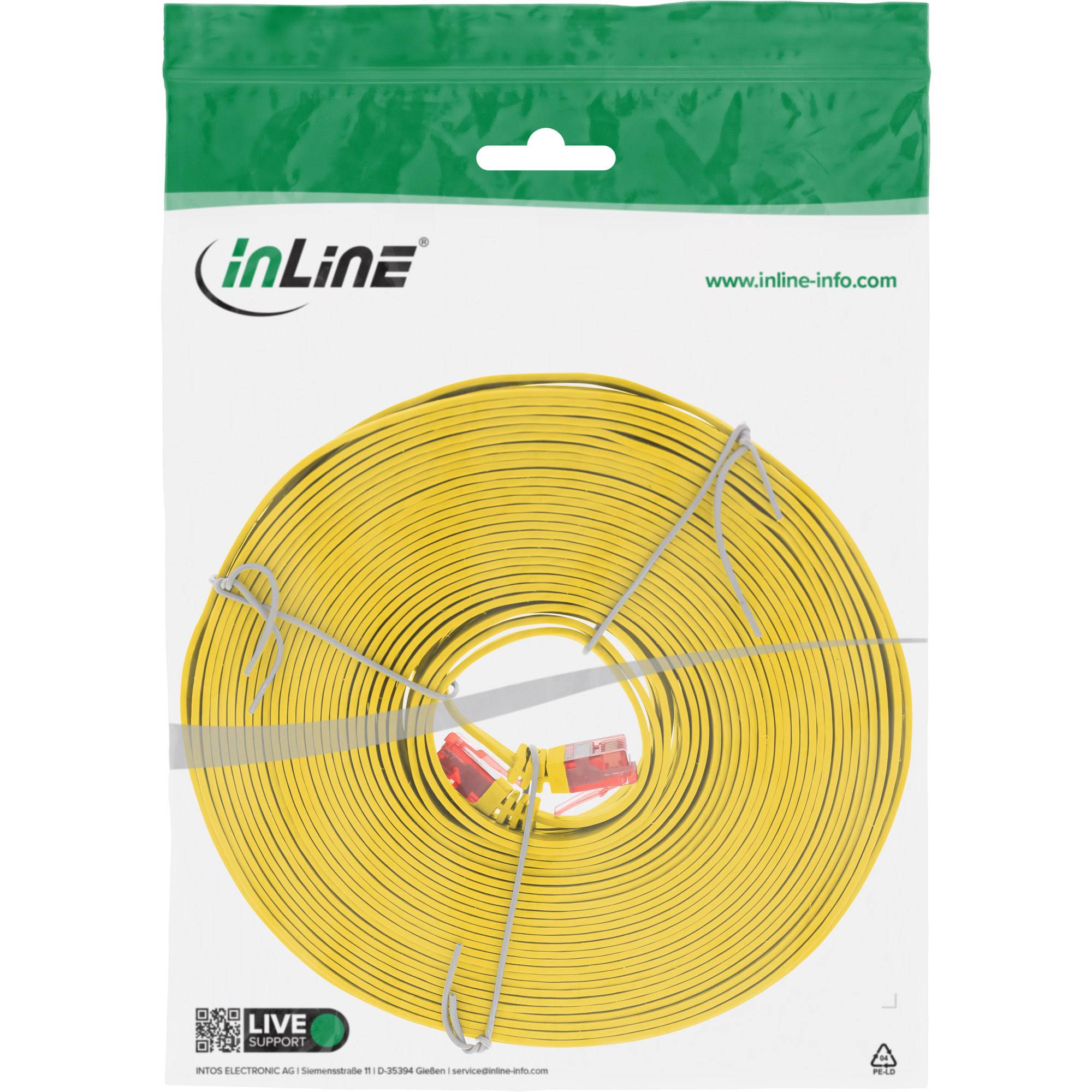 InLine® Patchkabel flach, U/UTP, Cat.6, gelb, 10m-2