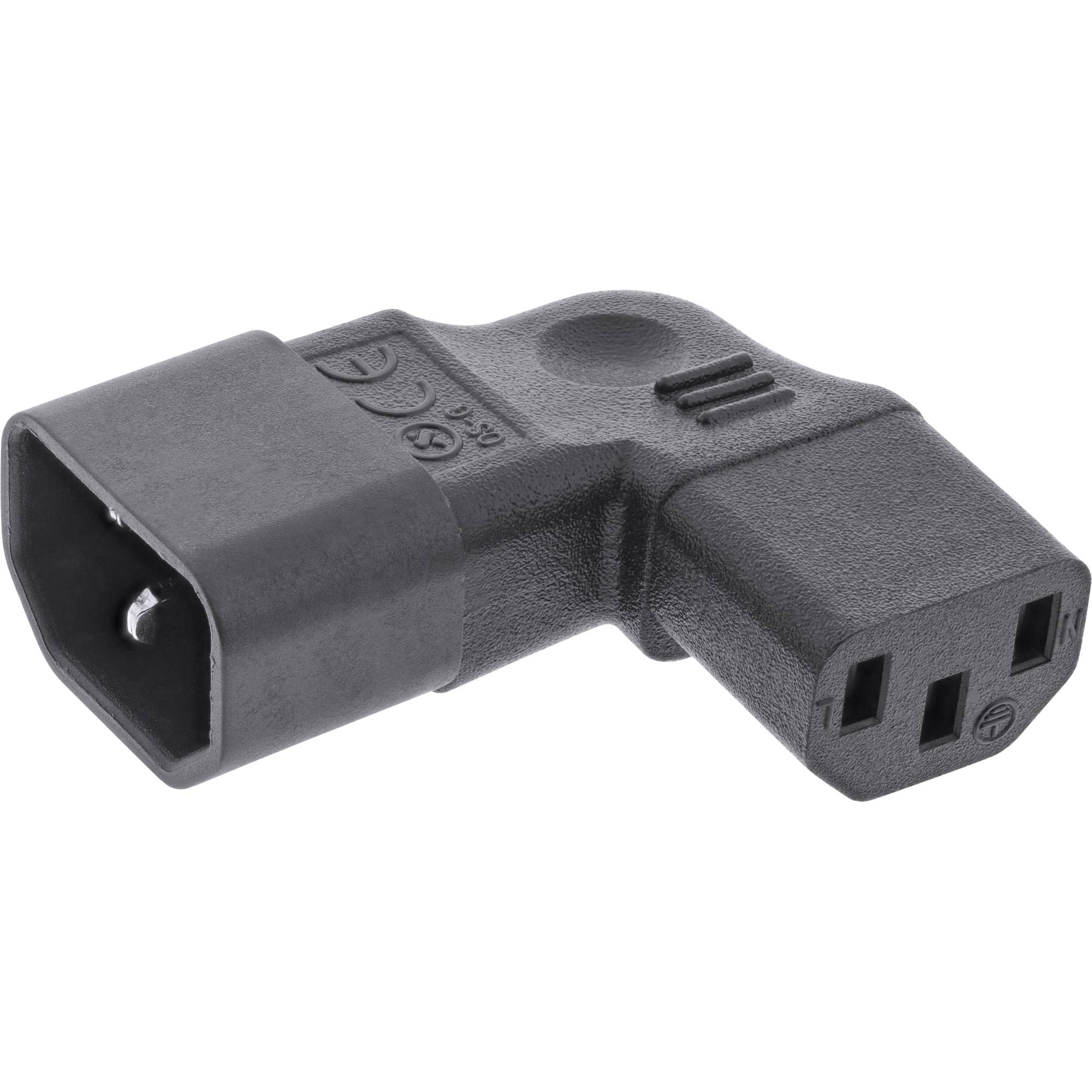 InLine® Netzadapter IEC 60320 C14 / C13, L/R gewinkelt, 3pol. Kaltgeräte-0
