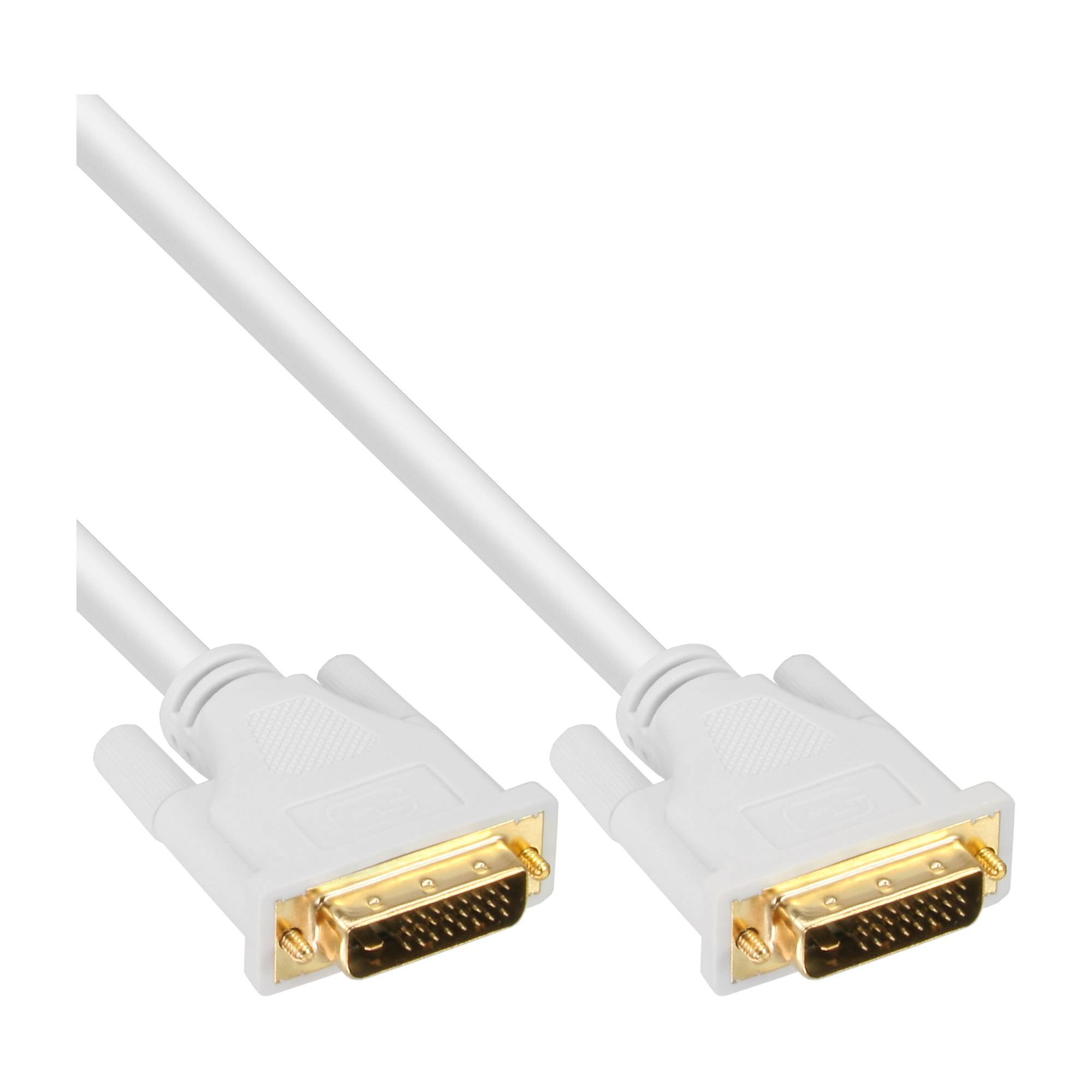InLine® DVI-D Kabel, digital 24+1 Stecker / Stecker, Dual Link, weiß / gold, 5m-0