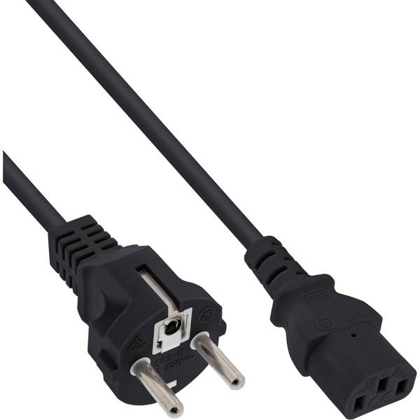 InLine® Netzkabel, Schutzkontakt auf Kaltgerätestecker C13, schwarz, 5 m