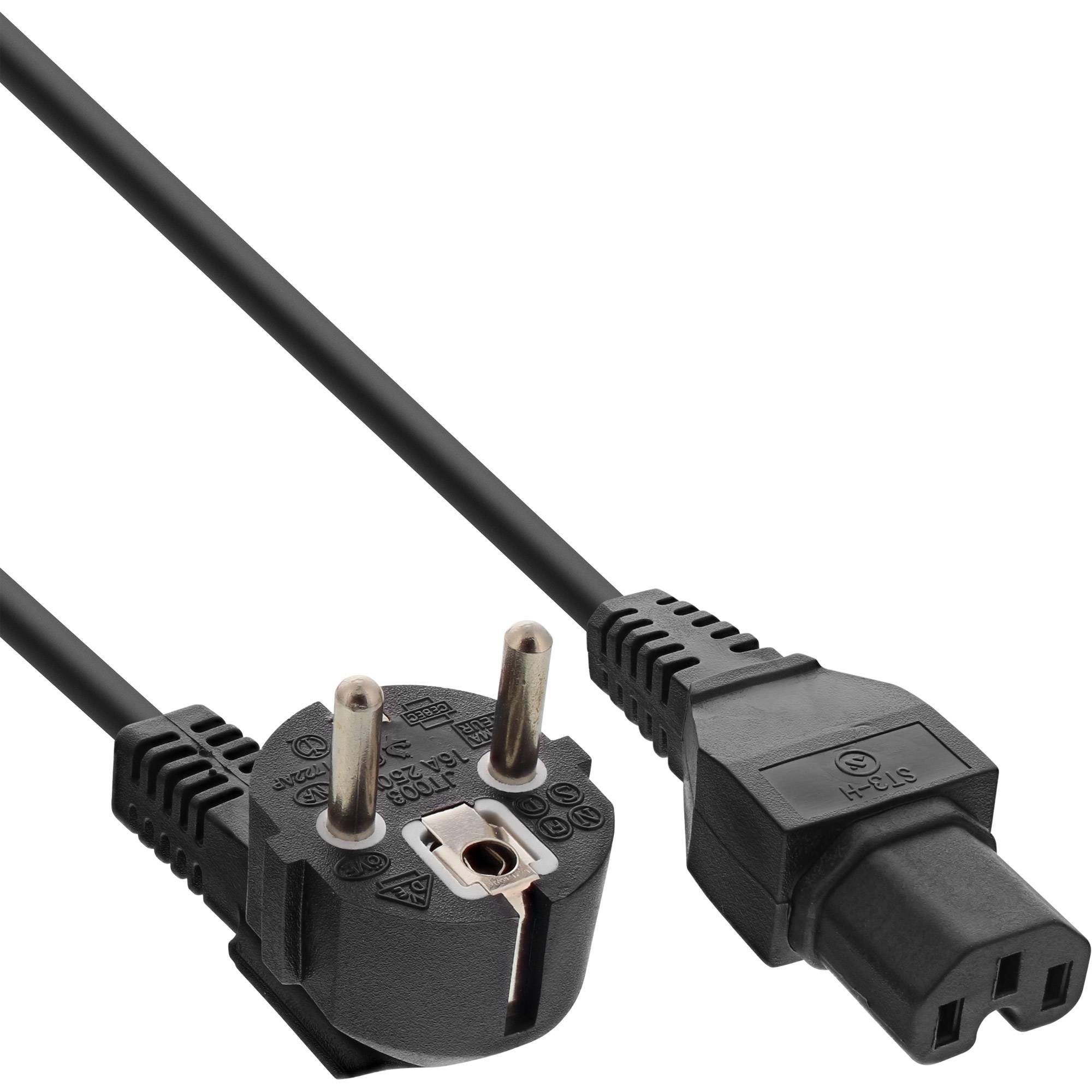 InLine® Netzkabel, Schutzkon. gew. auf Warmgerätest. C15 gerade, schwarz, 1,8m-0
