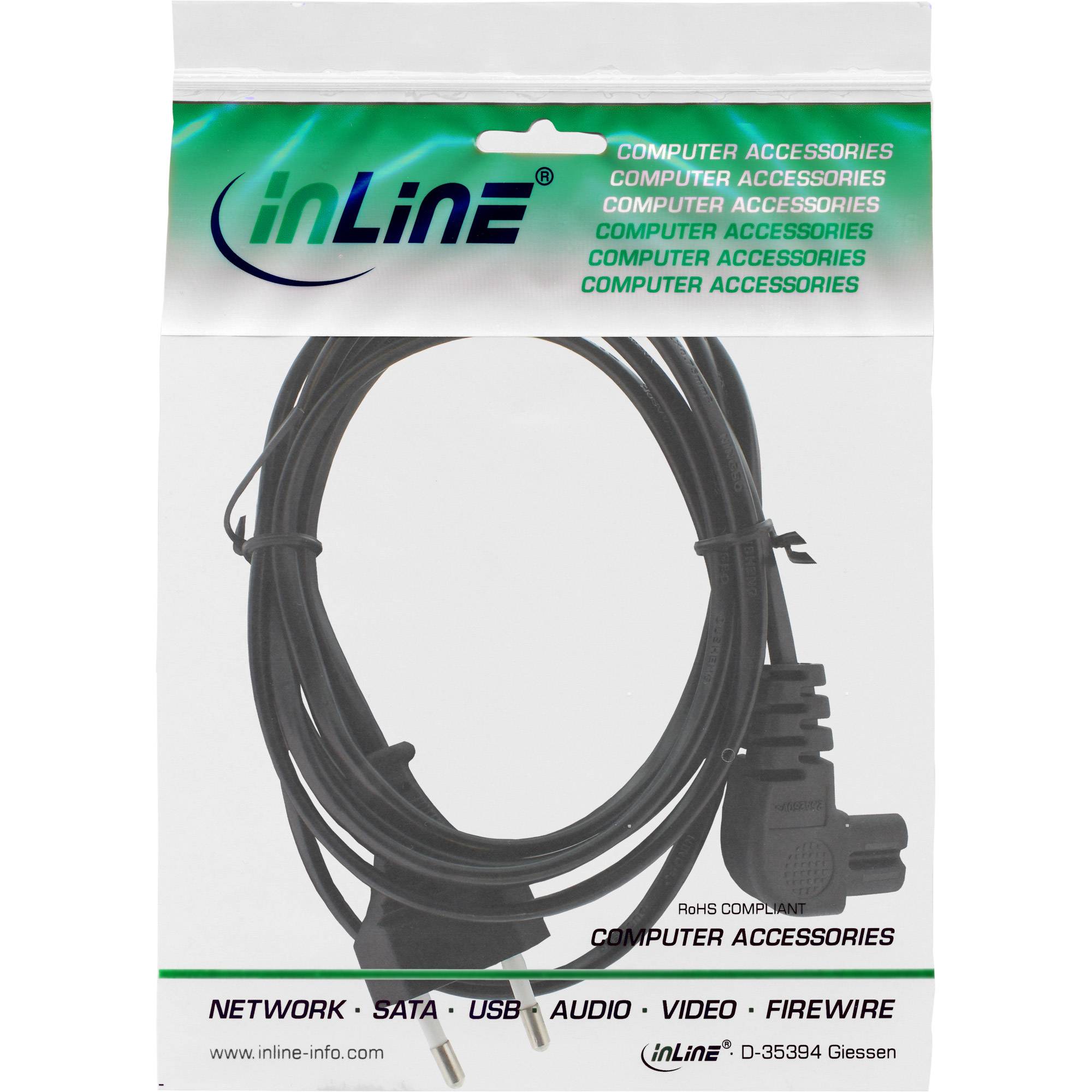 InLine® Netzkabel, Netzstecker auf Euro 8 C7 Stecker, gewinkelt, 10m-1