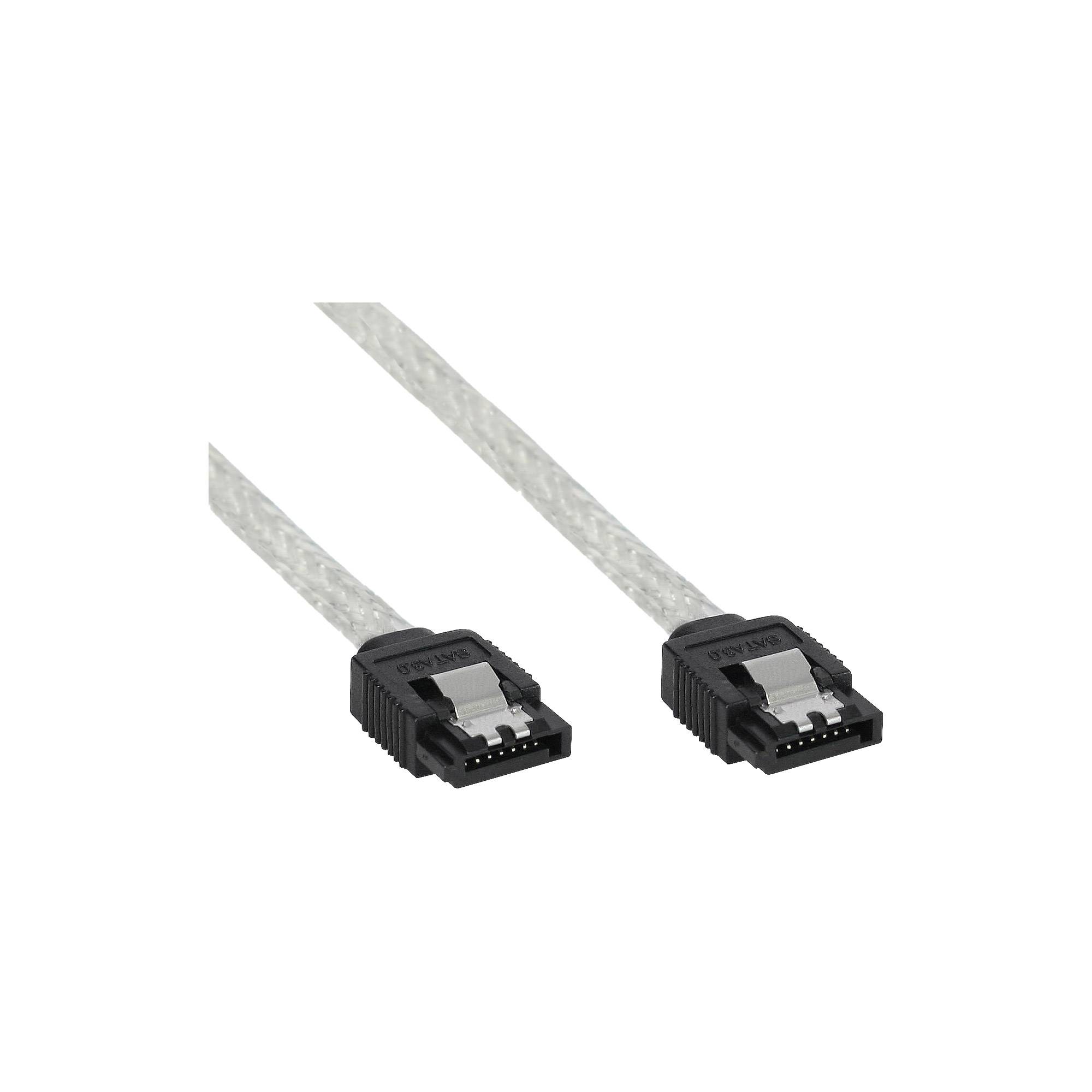 InLine® SATA 6Gb/s Kabel rund, mit Lasche, 0,5m-0