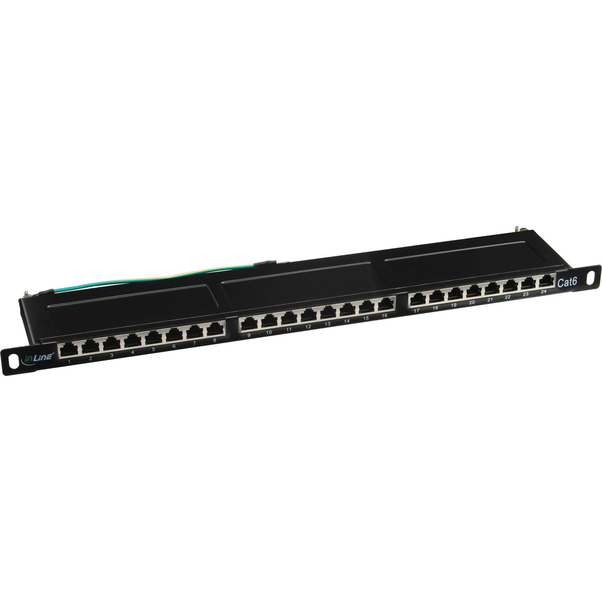 InLine® Patchfeld Cat.6, 24-fach, 48,26cm (19"), 0.5HE, schwarz RAL9005-0
