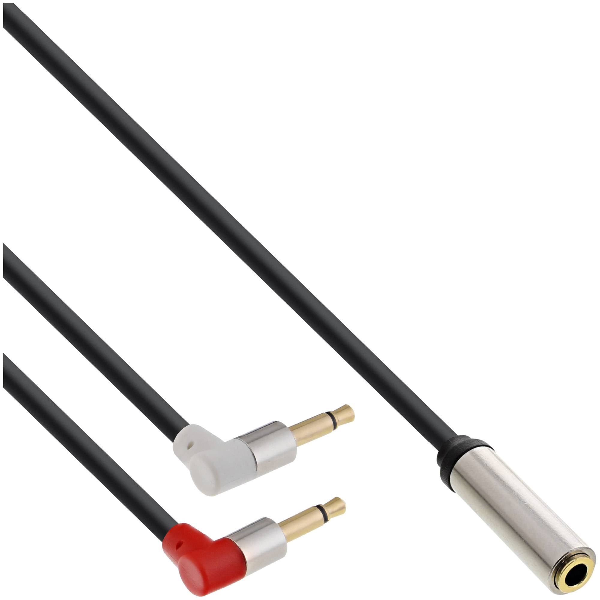 InLine® Slim Audio Kopfh. Flugz.-Adapterkab., 2x3,5mm ST / 3,5mm BU 3pol, 0,15m-0