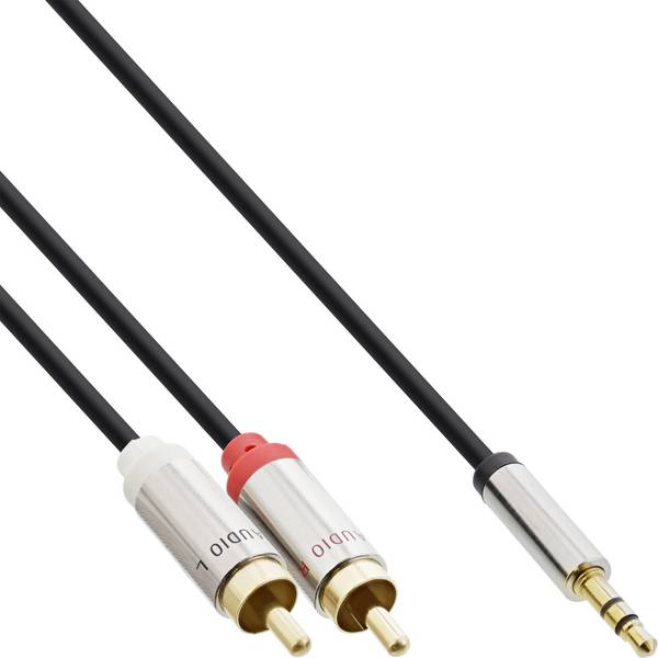 INLINE - Slim Audio Kabel Klinke 3,5mm Stecker an 2x Cinch Stecker - 2m