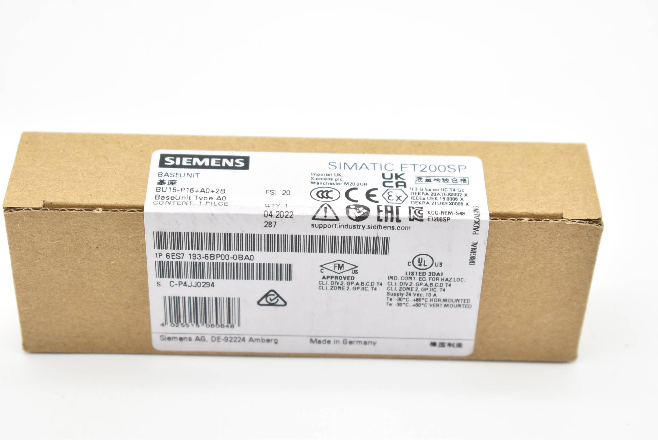 Siemens simatic ET200SP BU15 6ES7 193-6BP00-0BA0 ( 6ES7193-6BP00-0BA0 )-1