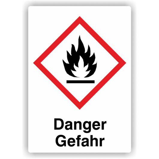 Gefahrensymbol GHS02 Flamme, Signalwort Danger/Gefahr, Folie, 26 x 37 mm, 500 St./Rolle-0