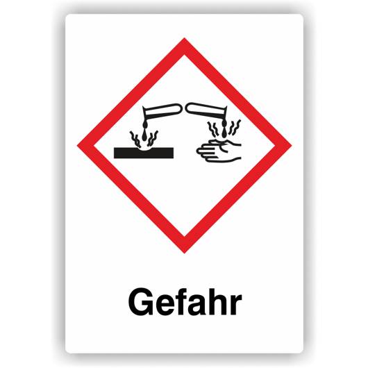 Gefahrensymbol GHS05 Ätzwirkung, Signalwort Gefahr, Folie, 18 x 26 mm, 500 St./Rolle-0