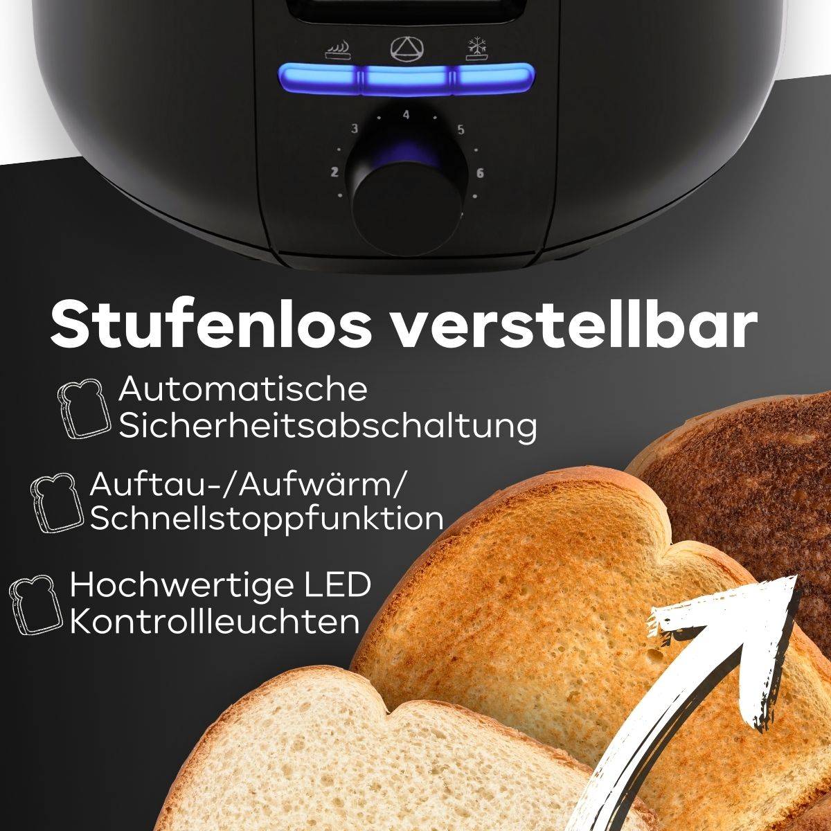 TA 3802 schwarz-matt 4 Scheiben-Langschlitztoaster-3