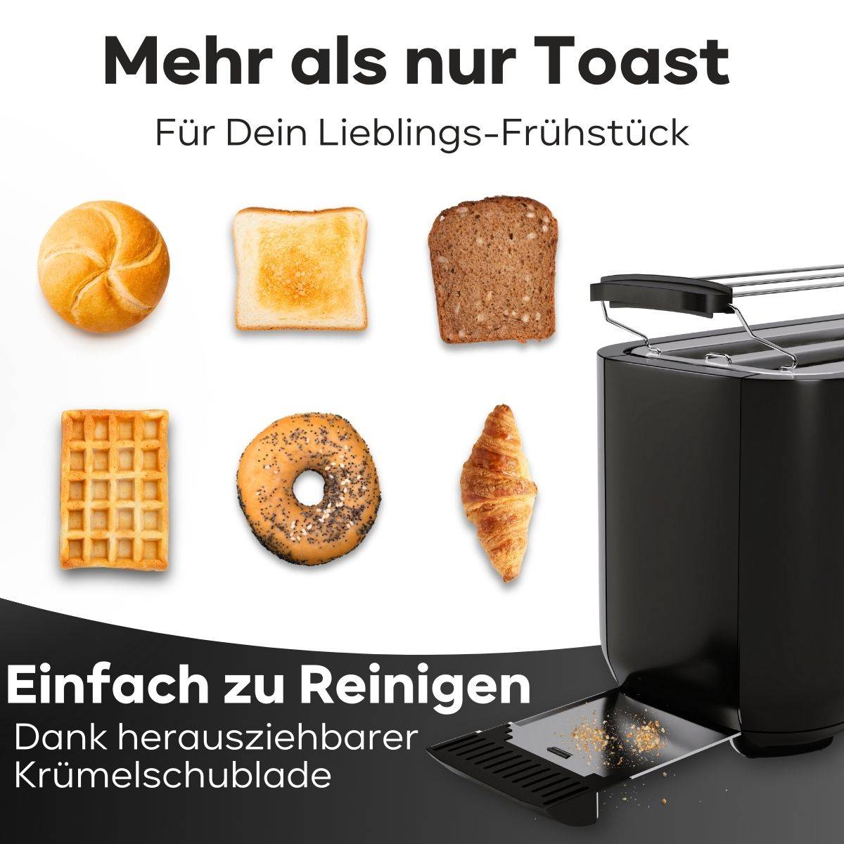 TA 3802 schwarz-matt 4 Scheiben-Langschlitztoaster-4