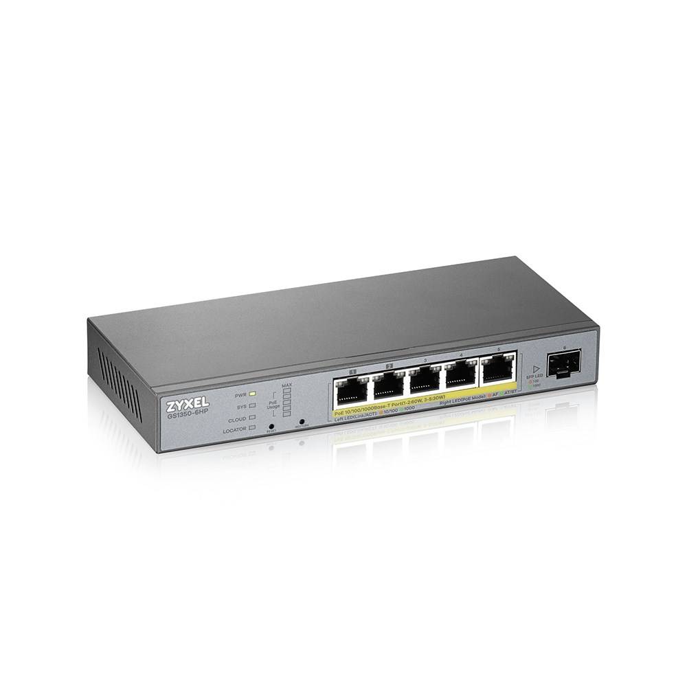 ZYXE GS1350-6HP-EU0101F 6-Port managed CCTV PoE Switch long range 60W m.1Jahr Ne-3