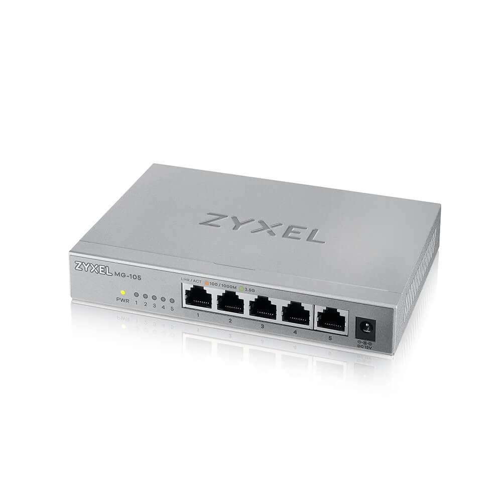 ZyXEL XMG-105 5 Ports 2.5G+ 1 SFP+ MultiGig unmanaged Desktop Switch 5-Port-2