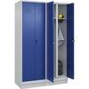 Schwarz-Weiß-Spind Classic PLUS Trennwand mittig 2 Abteile lichtgrau / enzianblau HxB 1950 x 1200 mm mit
