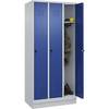 Spind Classic PLUS 3 Abteile lichtgrau / enzianblau B 900 mm mit Bodensockel Drehriegel. C+P Moebelsysteme |