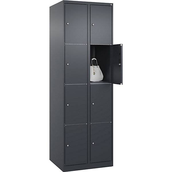 4er-Schließfachschrank Classic PLUS 2 Abteile grau B 600 mm 8 Fächer mit Bodengleitern. C+P Moebelsysteme |