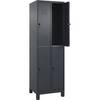 Doppelstock-Spind Classic PLUS 2 Abteile grau HxB 1950 x 600 mm mit Füßen Drehriegel. C+P Moebelsysteme |