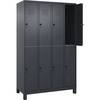 Doppelstock-Spind Classic PLUS 4 Abteile grau HxB 1950 x 1200 mm mit Füßen Drehriegel. C+P Moebelsysteme |