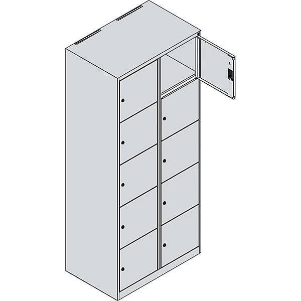 5er-Schließfachschrank Classic PLUS 2 Abteile lichtgrau / resedagrün B 800 mm 10 Fächer mit Bodengleitern.-2