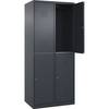 Doppelstock-Spind Classic PLUS 2 Abteile grau HxB 1850 x 800 mm mit Bodengleitern Zylinderschloss. C+P