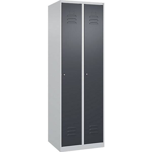 Spind Classic PLUS 2 Abteile lichtgrau / grau B 600 mm mit Bodengleitern Zylinderschloss. C+P Moebelsysteme |-3
