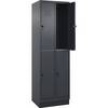 Doppelstock-Spind Classic PLUS 2 Abteile grau HxB 1950 x 600 mm mit Bodensockel Drehriegel. C+P Moebelsysteme