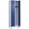 Spind Classic PLUS 2 Abteile lichtgrau / enzianblau B 600 mm mit Füßen Zylinderschloss. C+P Moebelsysteme |