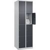 4er-Schließfachschrank Classic PLUS 2 Abteile lichtgrau / grau B 600 mm 8 Fächer mit Bodengleitern. C+P