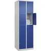 4er-Schließfachschrank Classic PLUS 2 Abteile lichtgrau / enzianblau B 600 mm 8 Fächer mit Bodengleitern. C+P
