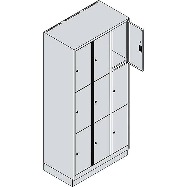 3er-Schließfachschrank Classic PLUS 3 Abteile grau B 900 mm 9 Fächer mit Bodensockel. C+P Moebelsysteme |-2
