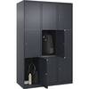 3er-Schließfachschrank Classic PLUS 3 Abteile grau B 1200 mm 9 Fächer mit Bodengleitern. C+P Moebelsysteme |