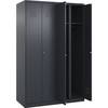 Schwarz-Weiß-Spind Classic PLUS Trennwand mittig 2 Abteile grau HxB 1850 x 1200 mm mit Bodengleitern